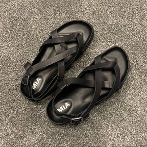 MIA Black Leather Sandals